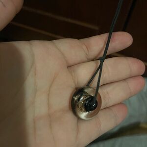 Black Cord Necklace with a Glass Pendant